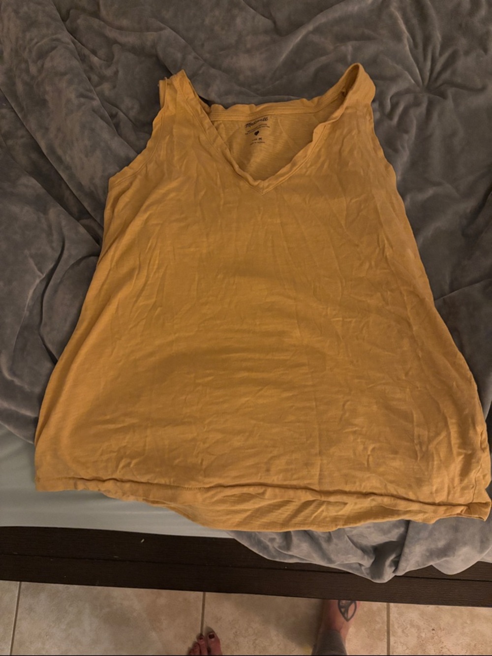 Madewell Women’s Sleeveless V-Neck Tank Top in Mustard